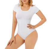 Essential Short Sleeve Thong Shaping Bodysuit - White